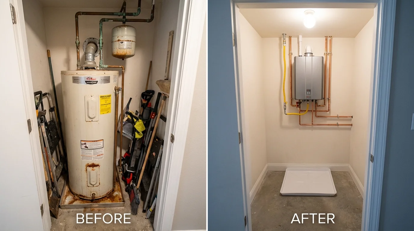 Tank water heater versus wall-mounted tankless unit comparison for Snohomish, WA homeowners