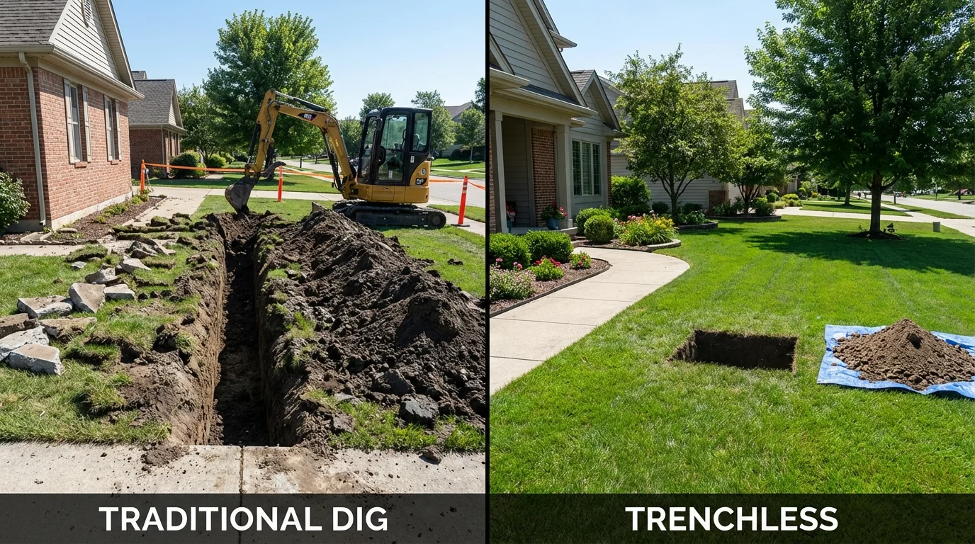 Trenchless sewer repair with minimal yard damage versus traditional excavation in Snohomish, WA